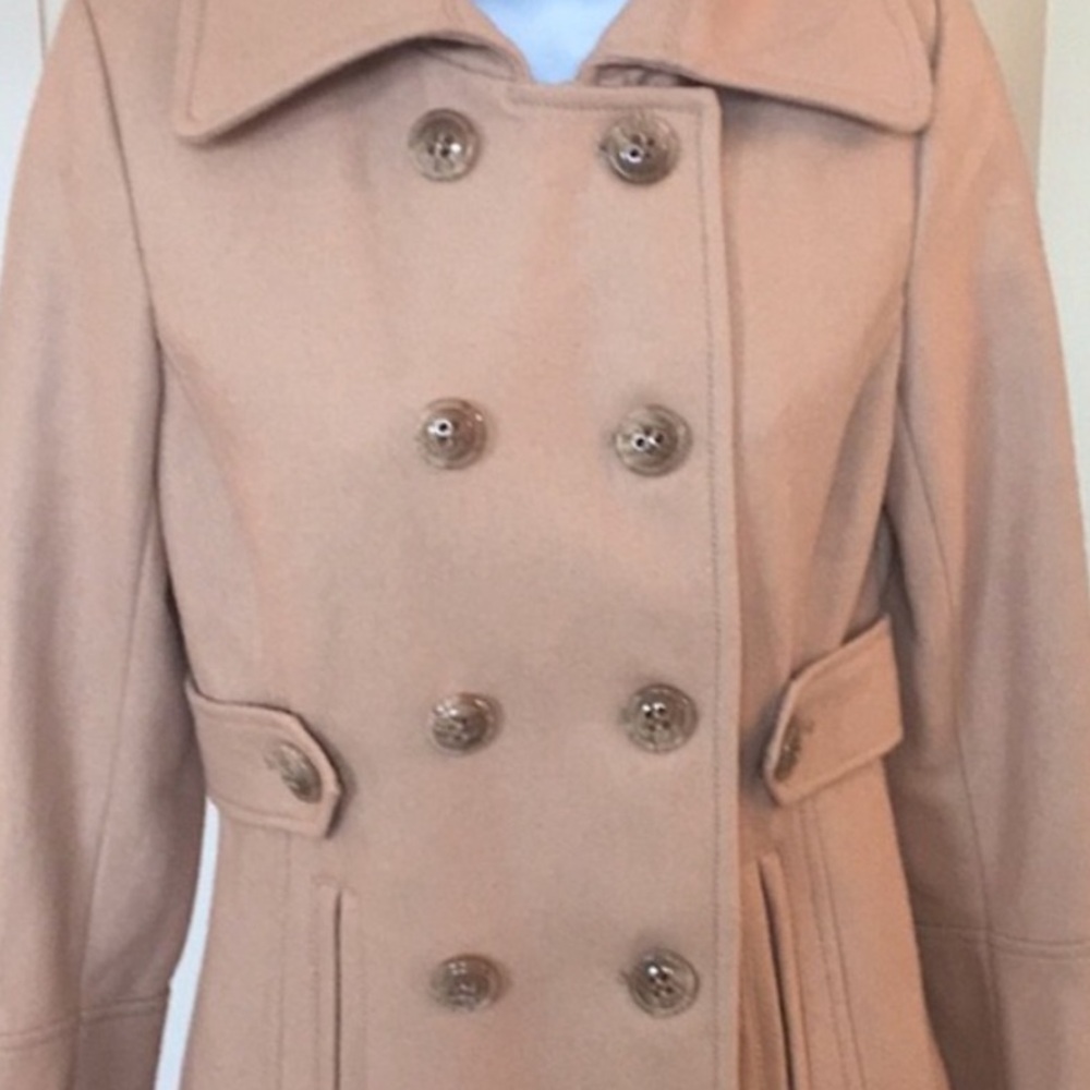 Nine West Women’s 14 Wool Blend Pea Coat Blush Pink double breasted LG buttons